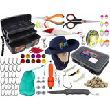 Kit Pescaria Iniciante C/ 1 Caixa + 1 Estojo + Chapéu