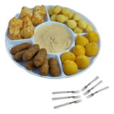 Kit Petisqueira Melamina 5 Divisórias Com Garfinhos Molheira
