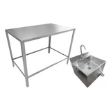 Kit Pia Aço Inox Clinica Petshop E Bancada Inox