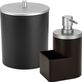 Kit Pia Lixeira E Dispenser P/ Detergente Preto Cromo Arthi