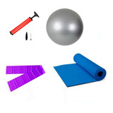 Kit Pilates Tapete 1,20mt + Faixa + Bomba + Bola Suiça 75