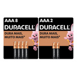 Kit Pilhas Duracell Aaa Palito Com 8 Un + Aaa Palito Com 2un