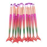 Kit Pinceis Maquiagem Pincel Sereia Jogo Com 10 Makeup