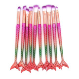 Kit Pinceis Maquiagem Pincel Sereia Jogo Com 10 Makeup