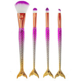Kit Pinceis Maquiagem Pincel Unicornio Sereia Jogo 4 Pronta
