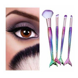 Kit Pinceis Maquiagem Pincel Unicornio Sereia Jogo 4 +estojo