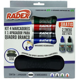 Kit Pincel Caneta Quadro Branco 4 Cor Canetao Apagador Tinta