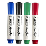 Kit Pincel Caneta Quadro Branco 4 Cores Bic Marcador Atomico