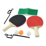 Kit Ping Pong 2 Raquetes 3 Bolas Com Rede E Suportes De Mesa