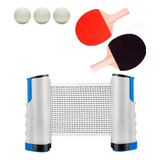 Kit Ping Pong 2 Raquetes E 3 Bolas + Rede Retrátil Dm Toys