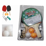 Kit Ping Pong Tênis De Mesa Com 2 Raquetes E 3 Bolinhas Cor Madeira Tipo De Cabo St (reto)