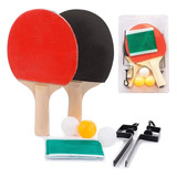 Kit Ping Pong Tênis De Mesa Raquetes Bolinhas Rede C/suporte