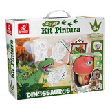 Kit Pintura 47 X 33 X 8 Cm Dino + Planeta Dino P/ Crianças 