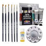 Kit Pintura Acrilica Tinta Bisnaga Pincel Giotto Gode Gel