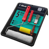 Kit Pintura Atlas 5 Peças Rolo Pincel Bandeja Garfo Bandeja 