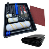 Kit Pintura De Parede Rolo Lã Lixa Lona E Pincel C/ 13 Pçs