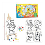 Kit Pintura Galinha Pintadinha Cavalete Tintas