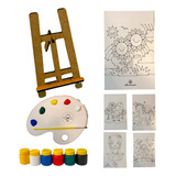 Kit Pintura Infantil 15pçs -cavalete, Telas,