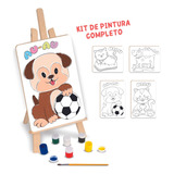 Kit Pintura Infantil Cavalete 4 Telas