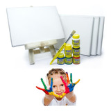 Kit Pintura Infantil Com Mini Cavalete