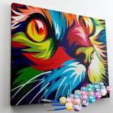 Kit Pintura Numerada Terapeutica - Gato Psicodélico