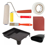 Kit Pintura P/ Reparos C/ Rolo Lã P/ Parede Teto Porta Muro