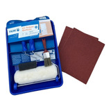 Kit Pintura Parede Casa Rolo Lã Bandeja Lixa E Pincel 10 Pçs