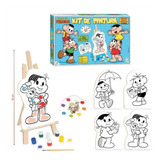 Kit Pintura Turma Da Mônica Cavalete Tintas E Tela Infantil