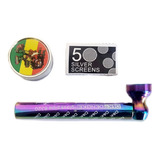 Kit Pipe De Vidro E Metal + Telinha + Dichavador