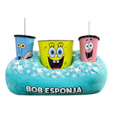 Kit Pipoca Almofada Fibra Suede Bob Esponja - Zona Criativa Cor Azul-celeste