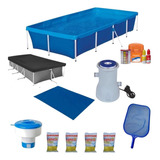 Kit Piscina 3000 L Capa Forro Filtro 220v Peneira Cloro