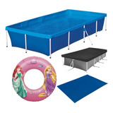 Kit Piscina 3000 Litros Mor + Capa E Forro + Boia Inflável