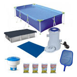 Kit Piscina 3700l +forro+capa+filtro 110v+peneira +flutuador