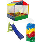 Kit Piscina De Bolinhas Grande 1,50m+escorrega E Bolinhas