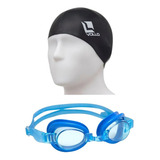Kit Piscina Infantil Óculos Jr. Classic Azul + Touca Preta