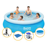 Kit Piscina Inflável Bestway 2.300ls Filtro Capa Bomba Forro