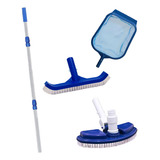 Kit Piscina Mini Aspirador Asa Delta Peneira Escova Cabo 1,5