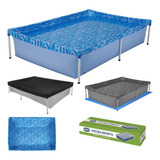 Kit Piscina Retangular 1000 Litros + Capa + Forro Mor