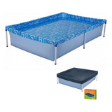 Kit Piscina Retangular Infantil 1000 Litros + Capa Cobertura