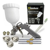 Kit Pistola Pintura Gravidade Hvlp Prof + 3 Bicos Titanium