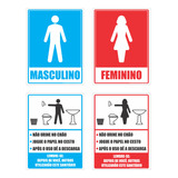 Kit Placa Banheiro Masculino Feminino Regras 15x20cm Ps 1mm