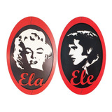 Kit Placa Decor Sinalização Banheiro Elvis Marilyn Monroe