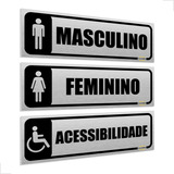 Kit Placa Indica Banheiro Feminino Masculino Acessibilidade