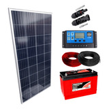 Kit Placa Solar 150w Controlador 10a Lcd Bateria 115ah Cabos