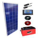 Kit Placa Solar 150w Controlador 10a Lcd Bateria 240ah Cabos