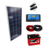 Kit Placa Solar 150w Controlador 10a Lcd Bateria 70ah Cabos