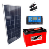 Kit Placa Solar 150w Controlador 30a Lcd Bateria 115ah