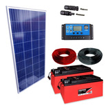 Kit Placa Solar 280w Controlador 20a Lcd Bateria 240ah Cabos
