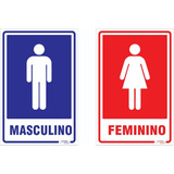 Kit Placas Banheiro Masculino Feminino - 3 | 20x30