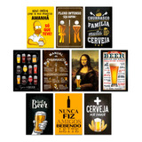 Kit Placas Quadros Decorativo Frases Bebidas 10 Pçs 20x30 Cm